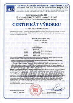 Certifikt vrobku