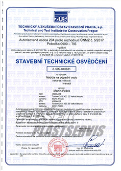 Stavebn technick osvden - ndre na odpadn vody